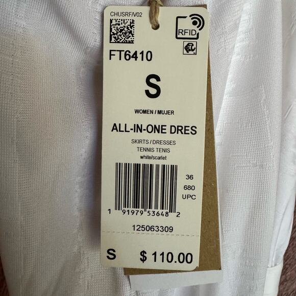 Adidas Tennis Dress All-In-One White Primegreen Athletic Performance Small NWT - Picture 8 of 8